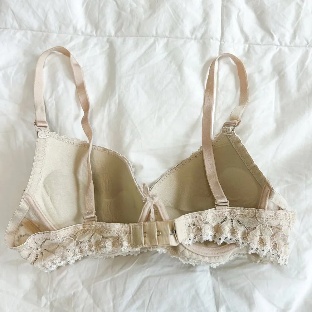 SHEIN Lace Push Up Underwire Bra Ivory Beige Medium Women’s Size C Cup